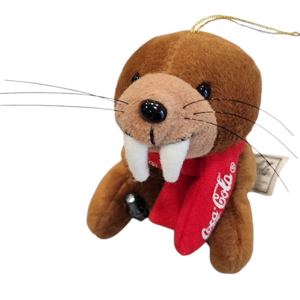 Vintage Coca-Cola 1998 Walrus Plush Christmas Tree Holiday Ornament